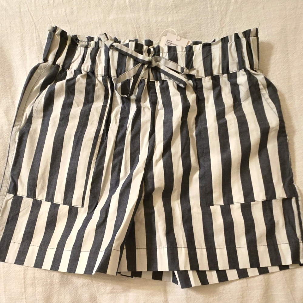 NWT Kensie Striped Blue and White Paperbag Shorts
